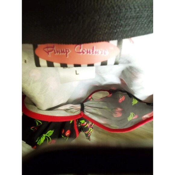 Pinup Couture Natasha Size Large Black Cherry Print Pencil Dress - Picture 4 of 4